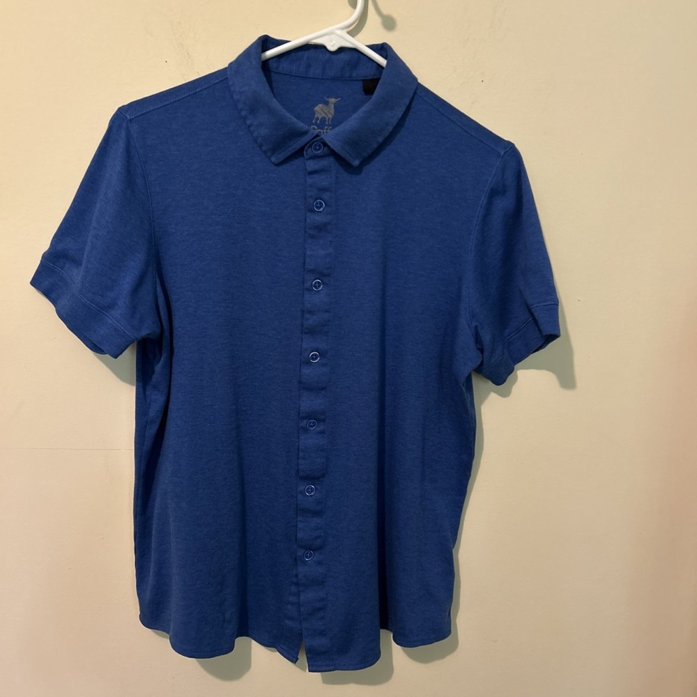 Raffi Button Up Shirt Men's Small Blue 100% Cotton Short Sleeve Casual